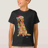 Golden Retrievers Christmas Lights Hat Santa Dog L