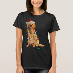 Golden Retrievers Christmas Lights Hat Santa Dog L T-Shirt