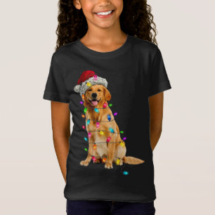 Golden Retrievers Christmas Lights Hat Santa Dog L T-Shirt
