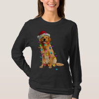 Golden Retrievers Christmas Lights Hat Santa Dog L