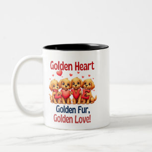 Golden Retrievers Cute Dog LOVE Two-Tone Coffee Mug