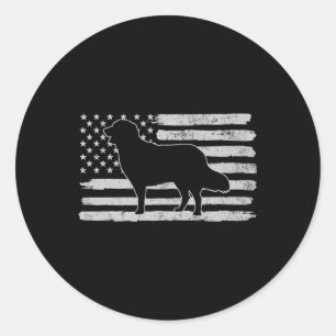 Golden Retrievers Dog Usa Flag 4th Of July Classic Round Sticker