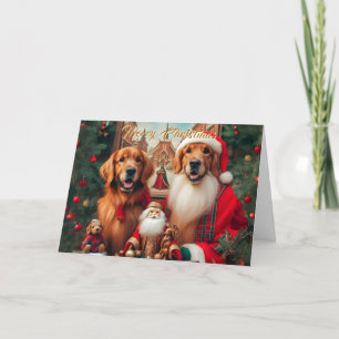 Golden Retrievers Elegant Christmas Card