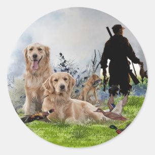  Golden Retrievers - Excellent hunting dogs   Classic Round Sticker