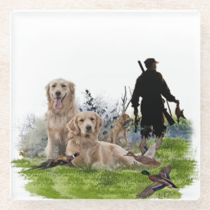 Golden Retrievers - Excellent hunting dogs Glass Coaster