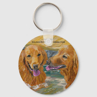 Golden Retrievers Frolic Keychain