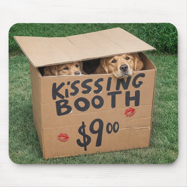 Golden Retrievers In Kissing Booth Mouse Mat (Front)