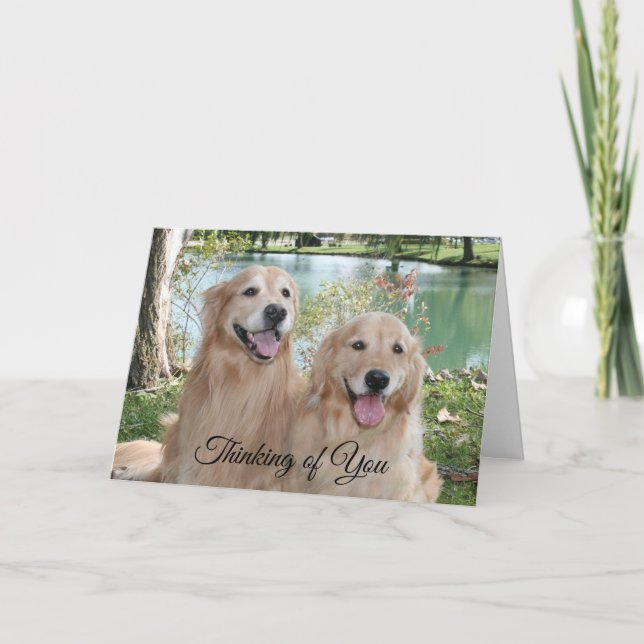 Golden Retrievers in the Park Thinking of You Card (Front)