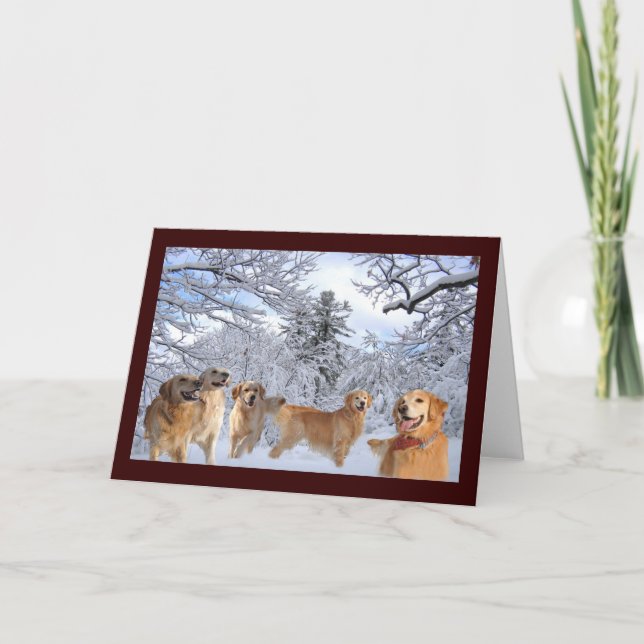 Golden Retrievers In The Snow Greeting Card (Front)