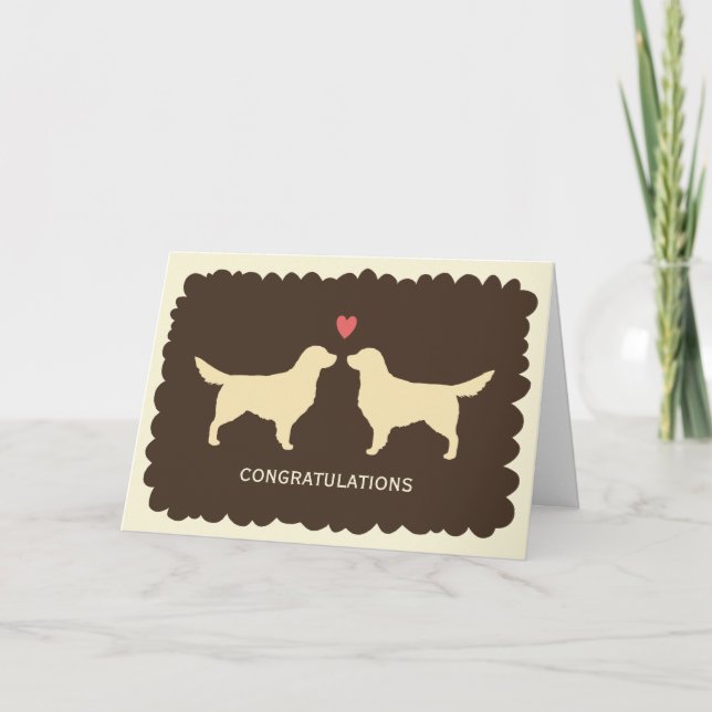 Golden Retrievers Wedding Congratulations Card (Front)
