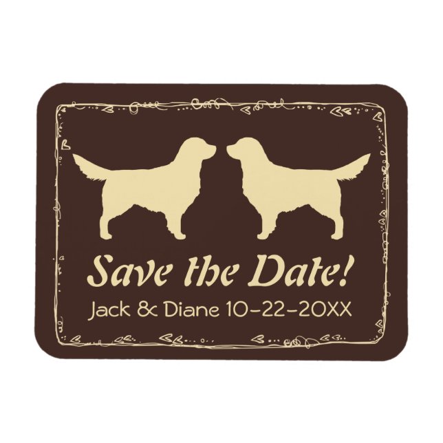 Golden Retrievers Wedding Save the Date Magnet (Horizontal)