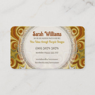 Golden Retro Groovy Swirls w. logo Business Card
