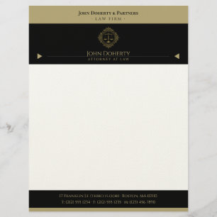 Golden Retro Scales of Justice Professional Custom Letterhead