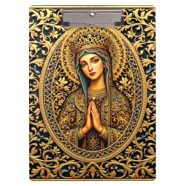 Golden Reverence Virgin Mary Clipboard (Front)