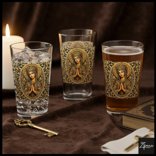 Golden Reverence Virgin Mary Glass