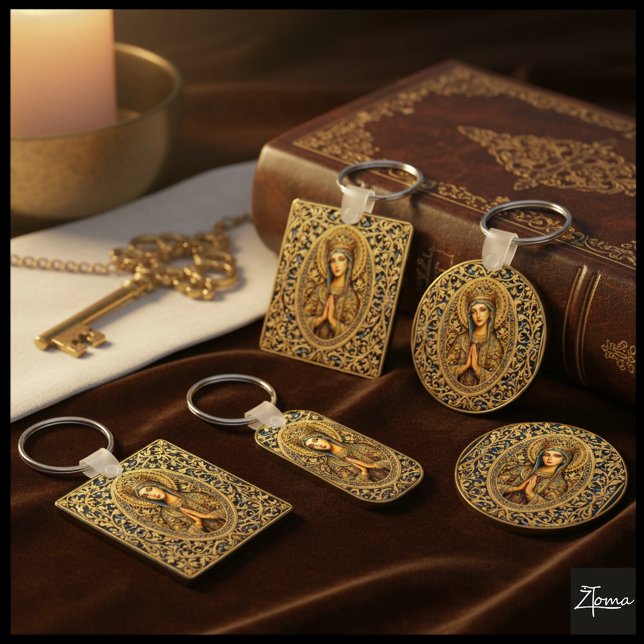 Golden Reverence Virgin Mary Key Ring (Creator Uploaded)