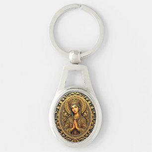 Golden Reverence Virgin Mary Key Ring