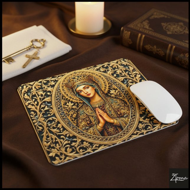 Golden Reverence Virgin Mary Mouse Mat (Creator Uploaded)