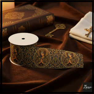 Golden Reverence Virgin Mary Satin Ribbon