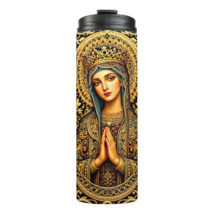 Golden Reverence Virgin Mary Thermal Tumbler