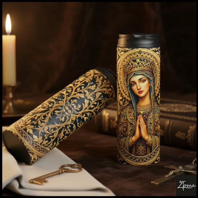 Golden Reverence Virgin Mary Thermal Tumbler (Creator Uploaded)