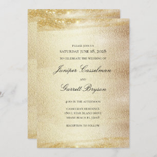 Golden Rhapsody Wedding Elegant Sparkling Gold Inv Invitation