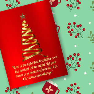 Golden Ribbon Christmas Tree Postcard