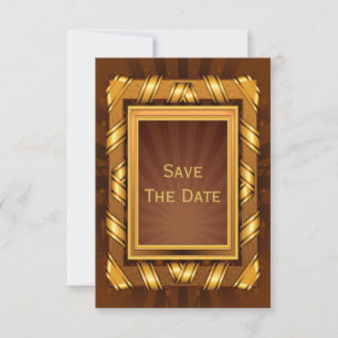 Golden Ribbon & Stars Framed Mans Save The Date