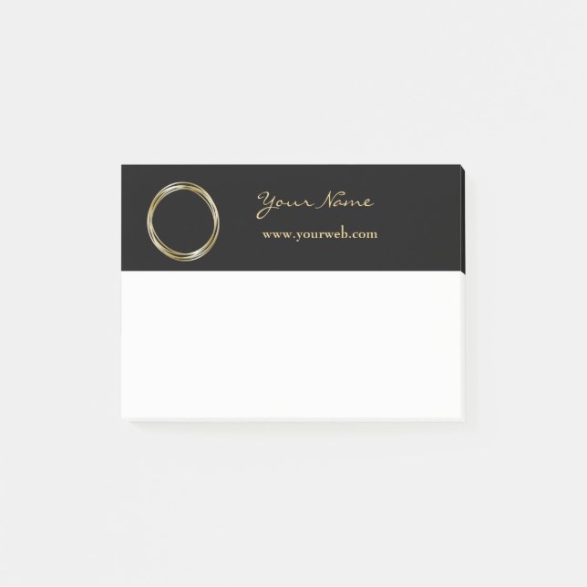 Golden Ring Set The Minimalist Black Gold LOGO Post-it Notes (Front)