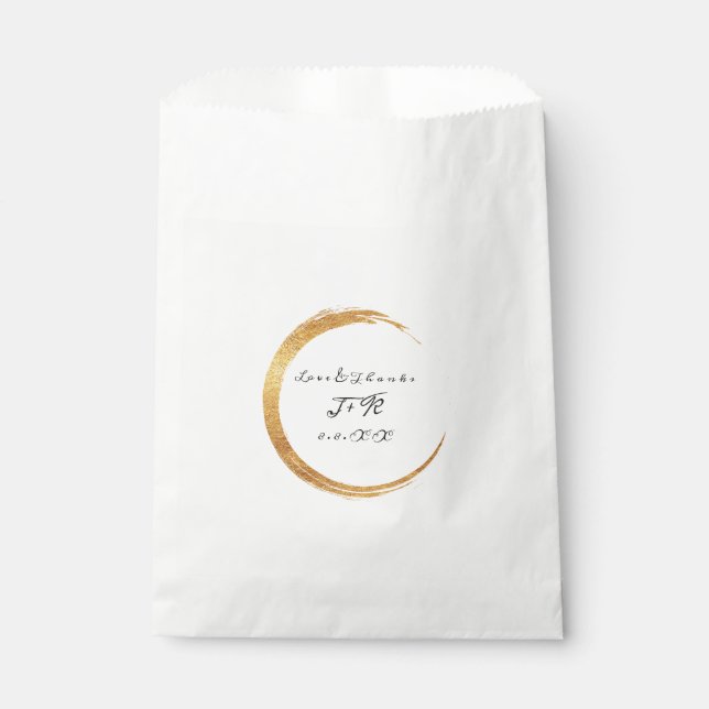 Golden Ring Thank You Monogram Black White Favour Bags (Front)