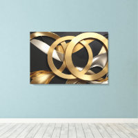 Golden Rings Abstract Art – Modern Luxury Design