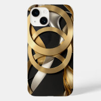 Golden Rings Abstract Art – Modern Luxury Design