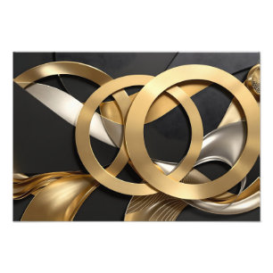 Golden Rings Abstract Art – Modern Luxury Design Photo Print
