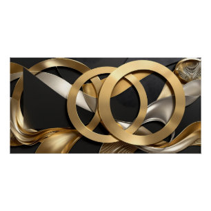 Golden Rings Abstract Art – Modern Luxury Design Poster