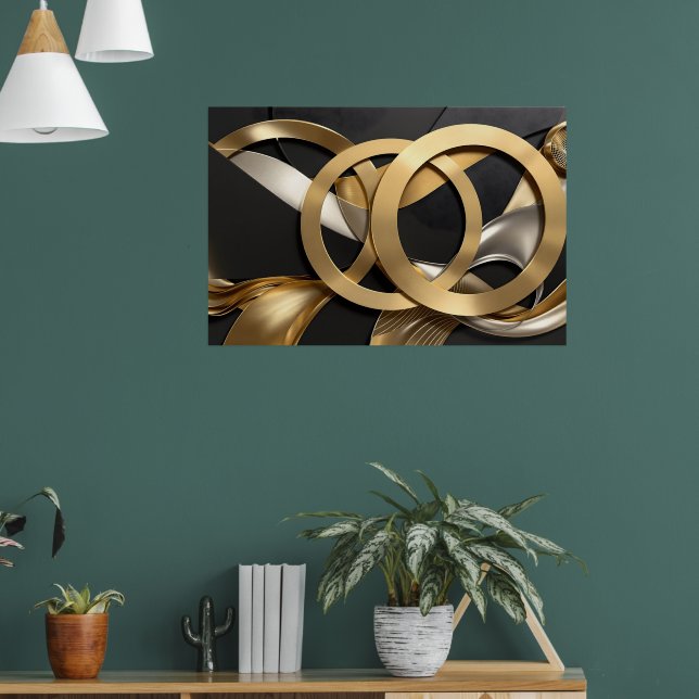Golden Rings Abstract Art – Modern Luxury Design Poster (Living Room 1)