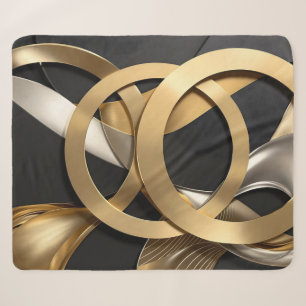 Golden Rings Abstract Art – Modern Luxury Design Sherpa Blanket