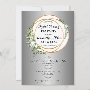 Golden Rings And Floral Bridal Shower Celebration Invitation
