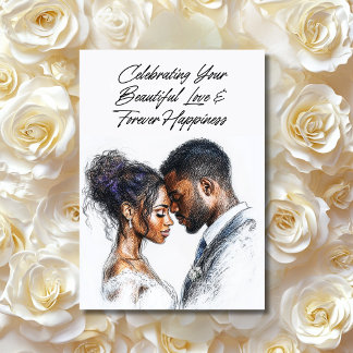 "Golden Rings & Blooms" Personalised Wedding Card