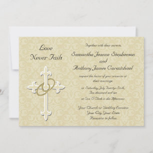 Golden Rings Christian Wedding Invitations