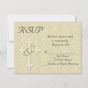 Golden Rings Christian Wedding RSVP Card