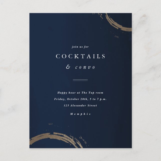 Golden Rings Cocktail Party Invitation Postcard (Front)