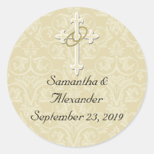 Golden Rings with Cross, Christian Envelope Seal