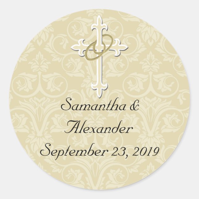 Golden Rings with Cross, Christian Envelope Seal (Front)