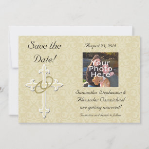 Golden Rings with Cross, Elegant Christian Love Invitation