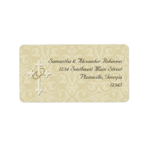 Golden Rings with Cross, Elegant Christian Love Label