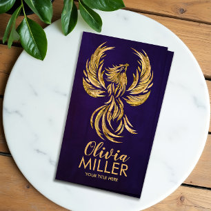 Golden Rising Phoenix Bird Business Card