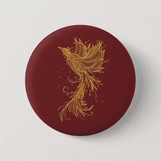 Golden Rising Phoenix Red Button (Front)
