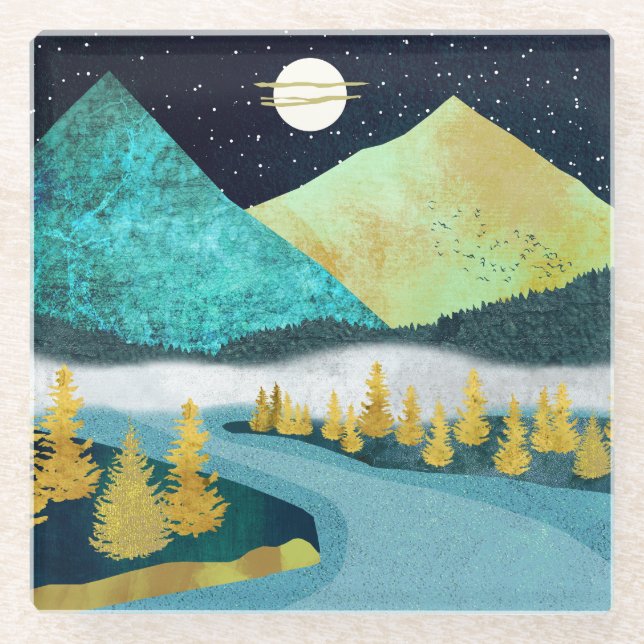 Golden River Glass Coaster (Front)