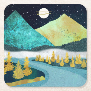 Golden River Square Paper Coaster