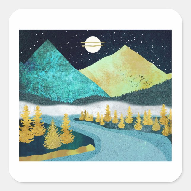 Golden River Square Sticker (Front)